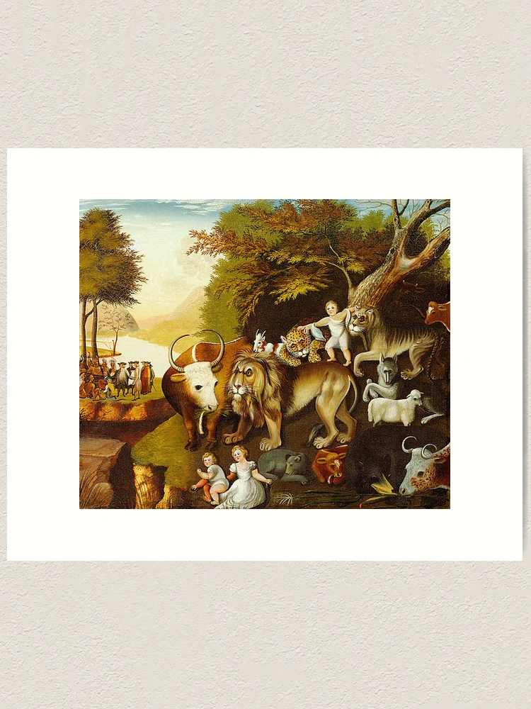 Vintage Pastel Study The outlet Peaceable Kingdom Framed Edward Hicks Animals Folk Art