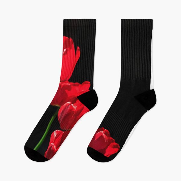 Item preview, Red tulips on black background designed and sold by olena2552.