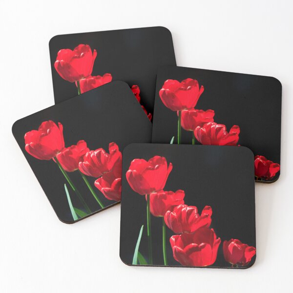Item preview, Red tulips on black background designed and sold by olena2552.
