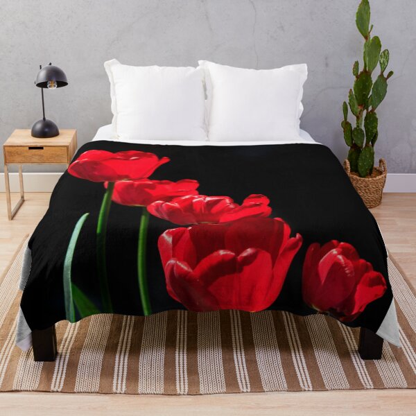 Item preview, Red tulips on black background designed and sold by olena2552.