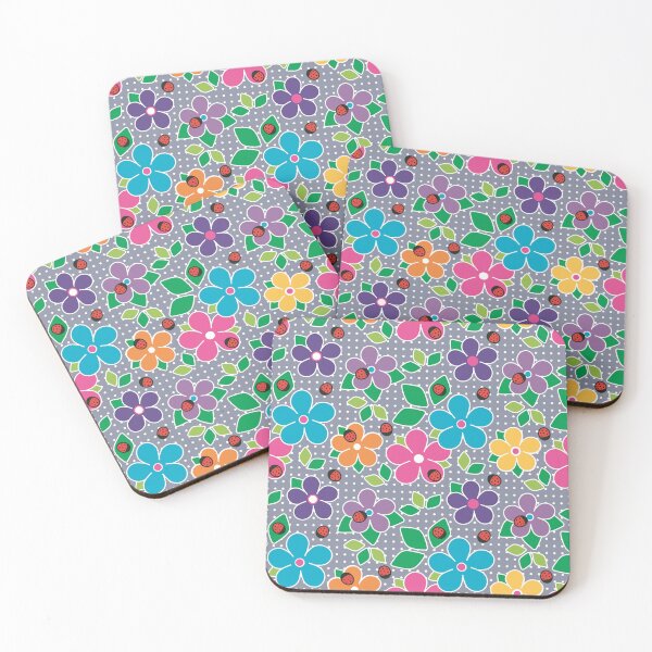 Item preview, Cute Ladybugs and Flowers Surface Repeat Pattern Polka Dots Gray designed and sold by MoePark.