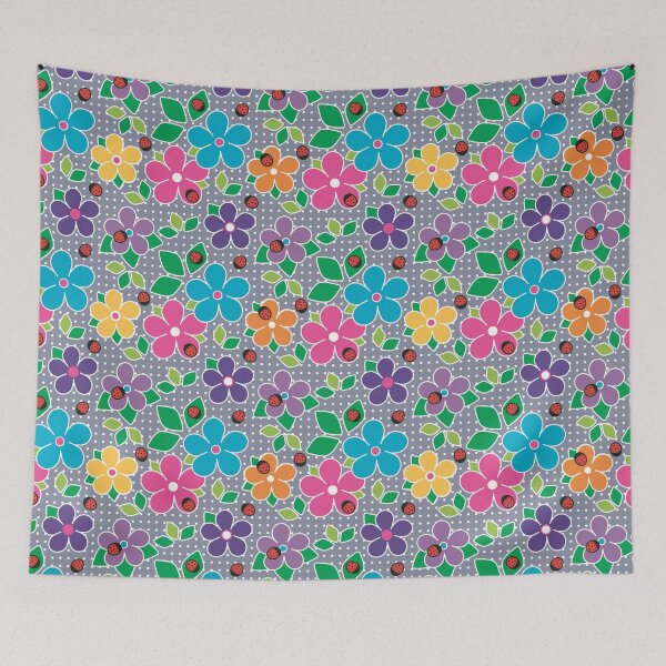 Item preview, Cute Ladybugs and Flowers Surface Repeat Pattern Polka Dots Gray designed and sold by MoePark.