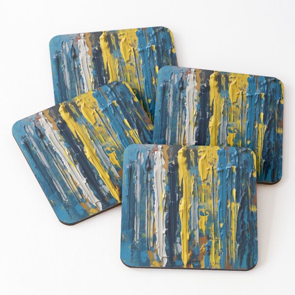 Item preview, Vertical Blue and Yellow Oil Stripes designed and sold by Wall-Art-Design.