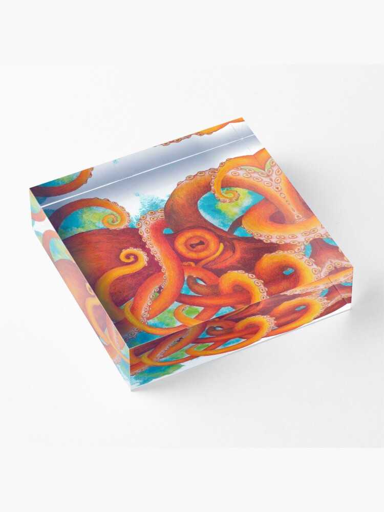 Alternate view of Orange Octopus Acrylic Block