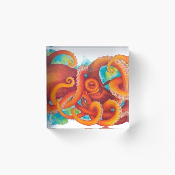 Orange Octopus Acrylic Block