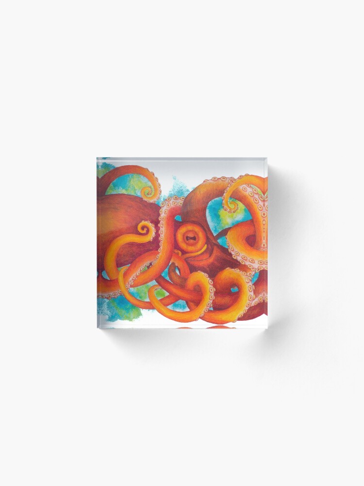 Alternate view of Orange Octopus Acrylic Block