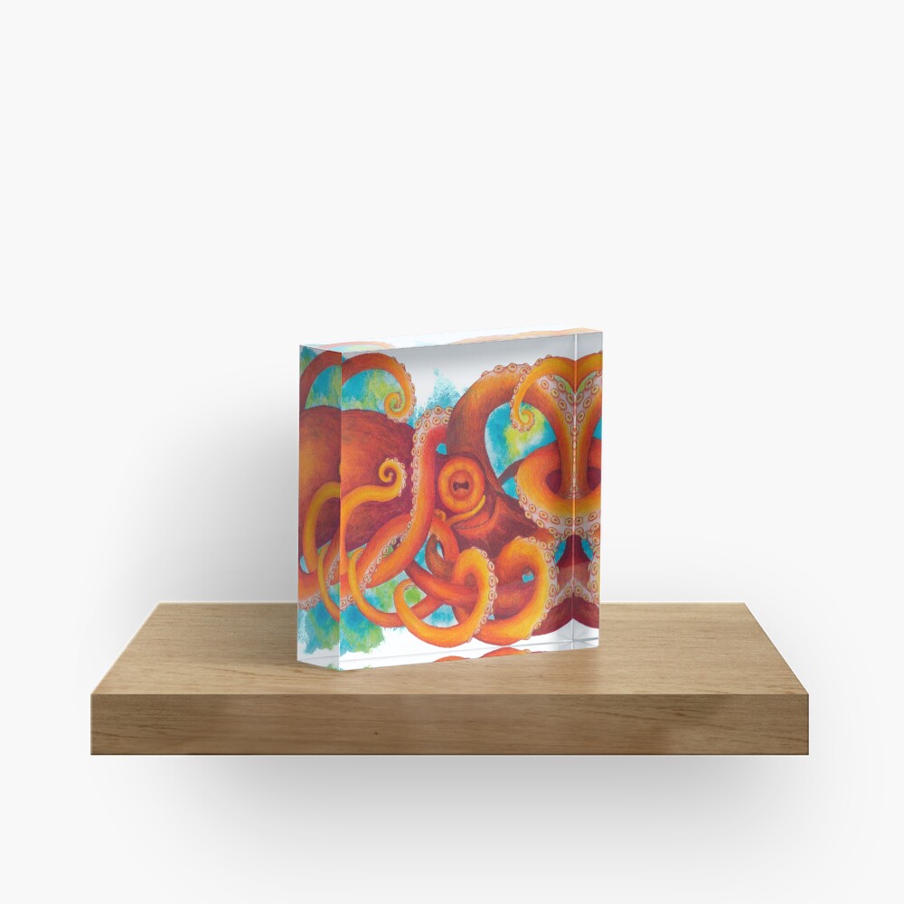 Orange Octopus Acrylic Block