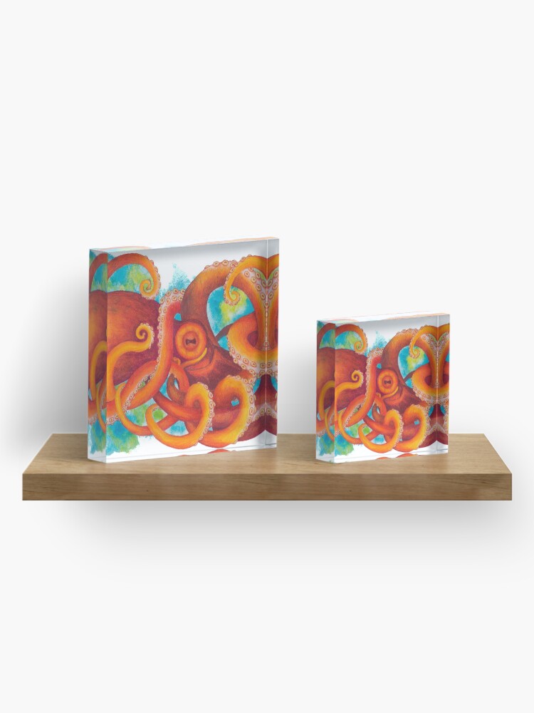 Alternate view of Orange Octopus Acrylic Block