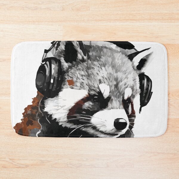 Item preview, A Red Panda Listening to Music Wearing Headphones - Animal Street Art designed and sold by GVRDesign.