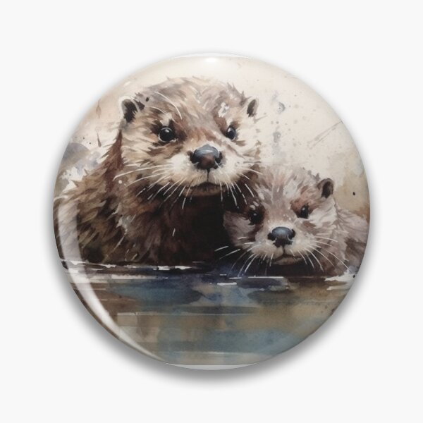 Artikelvorschau, Aquarell von Otter und Cub entworfen und verkauft von FabrikPrint.