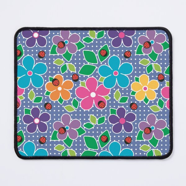 Item preview, Cute Ladybugs and Flowers Surface Repeat Pattern Polka Dots Blue designed and sold by MoePark.