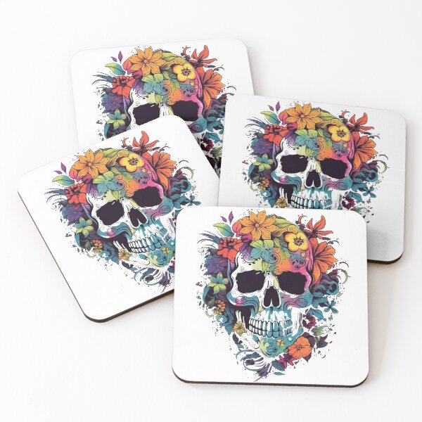 Item preview, Floral Skull with vivid colors  designed and sold by shanifos.