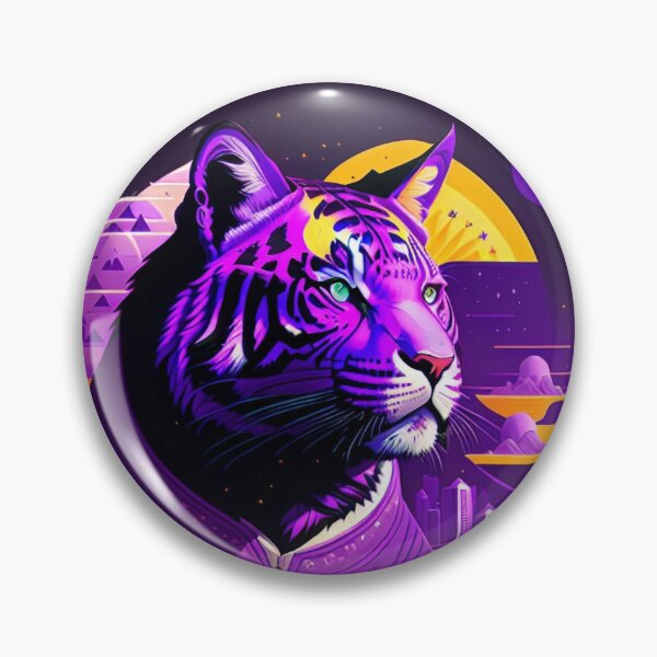 Artikelvorschau, Lila Retro-Synthwave-Tiger entworfen und verkauft von MxA19.
