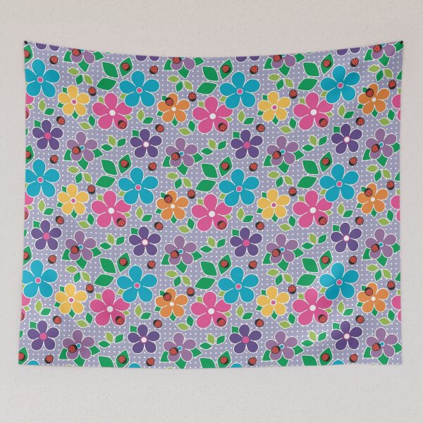 Item preview, Cute Ladybugs and Flowers Surface Repeat Pattern Polka Dots Lilac designed and sold by MoePark.