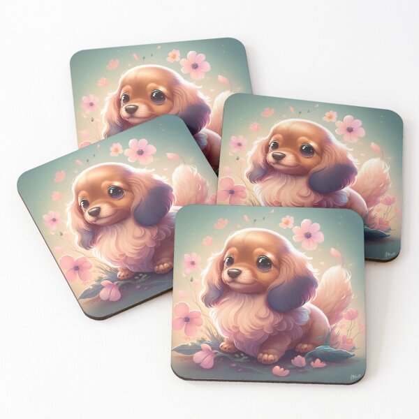 Item preview, Fluffy Doxin Dachshund weenie weener Puppy love designed and sold by Lemon LawArt.