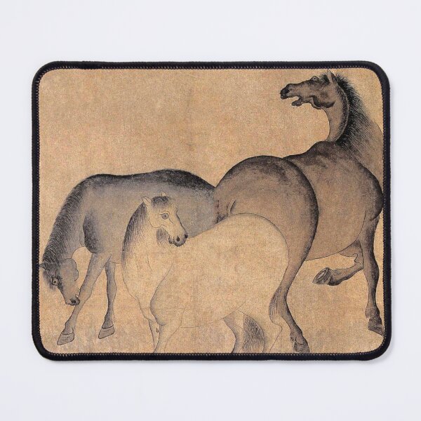 Item preview, Korean Painting Minhwa Three Horses designed and sold by tangerinemars.