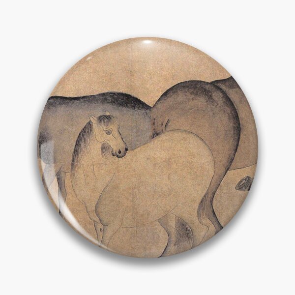 Item preview, Korean Painting Minhwa Three Horses designed and sold by tangerinemars.