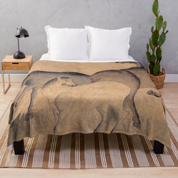 Item preview, Korean Painting Minhwa Three Horses designed and sold by tangerinemars.