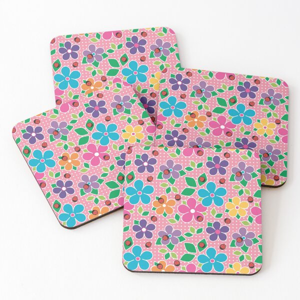 Item preview, Cute Ladybugs and Flowers Surface Repeat Pattern Polka Dots Light Pink designed and sold by MoePark.