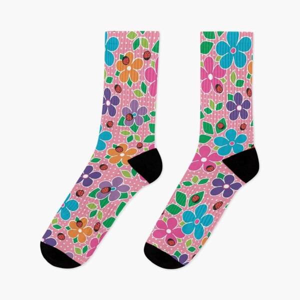Item preview, Cute Ladybugs and Flowers Surface Repeat Pattern Polka Dots Light Pink designed and sold by MoePark.