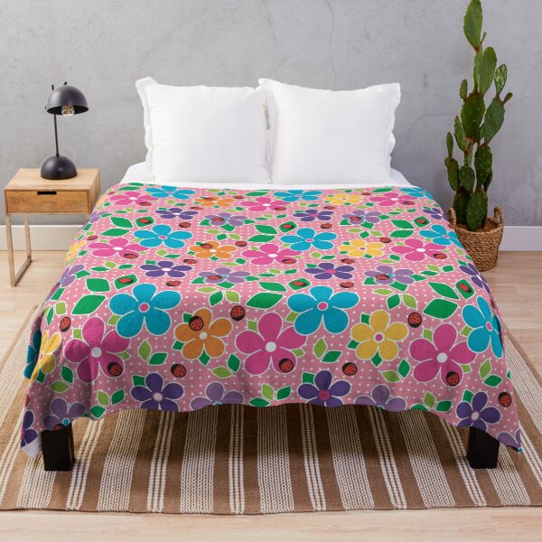 Item preview, Cute Ladybugs and Flowers Surface Repeat Pattern Polka Dots Light Pink designed and sold by MoePark.