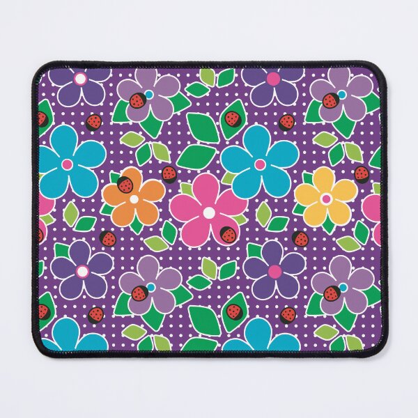 Item preview, Cute Ladybugs and Flowers Surface Repeat Pattern Polka Dots Violet designed and sold by MoePark.