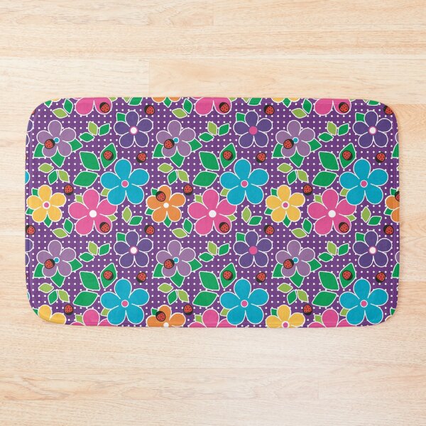 Item preview, Cute Ladybugs and Flowers Surface Repeat Pattern Polka Dots Violet designed and sold by MoePark.