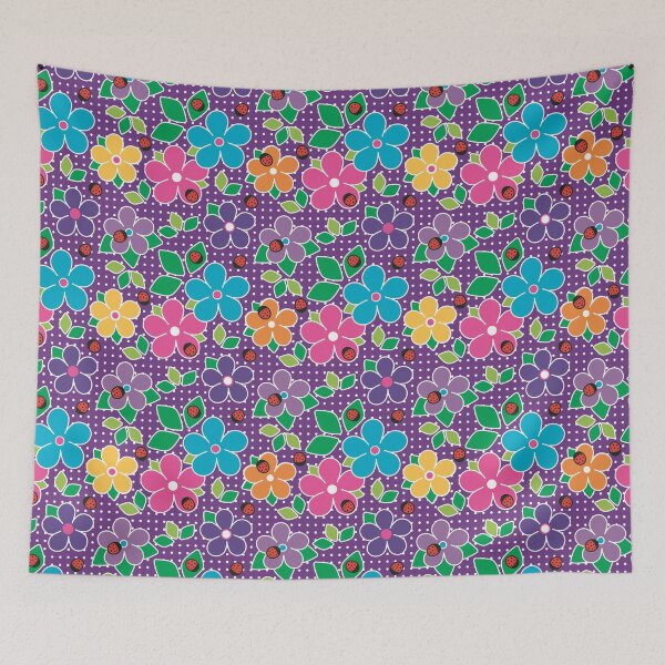 Item preview, Cute Ladybugs and Flowers Surface Repeat Pattern Polka Dots Violet designed and sold by MoePark.