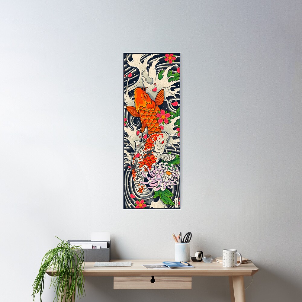 Koi Fish Pond Poster