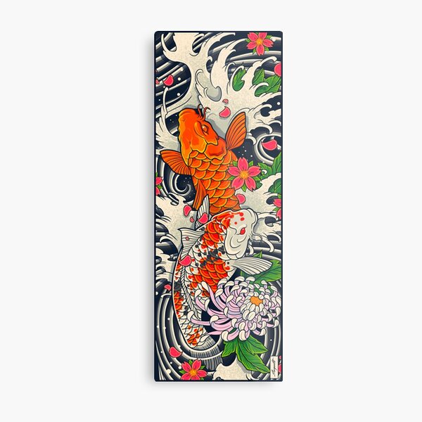 Koi Fish Pond Metal Print