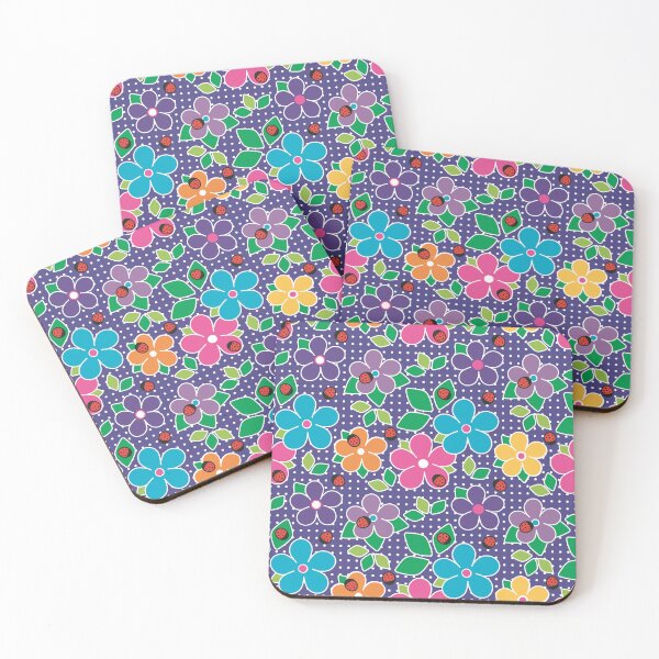 Item preview, Cute Ladybugs and Flowers Surface Repeat Pattern Polka Dots Purple designed and sold by MoePark.