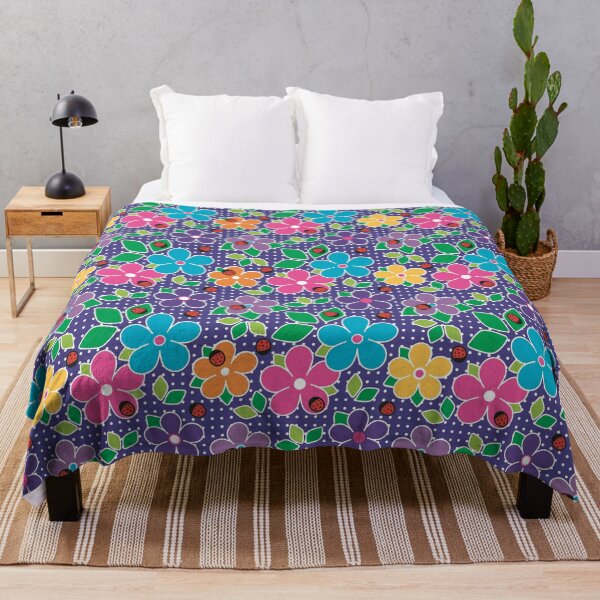 Item preview, Cute Ladybugs and Flowers Surface Repeat Pattern Polka Dots Purple designed and sold by MoePark.