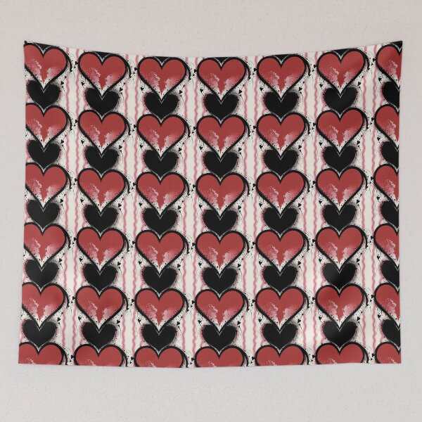 Item preview, Grunge Black and Red Hearts Stripe Pattern White Background designed and sold by Aaron2610.