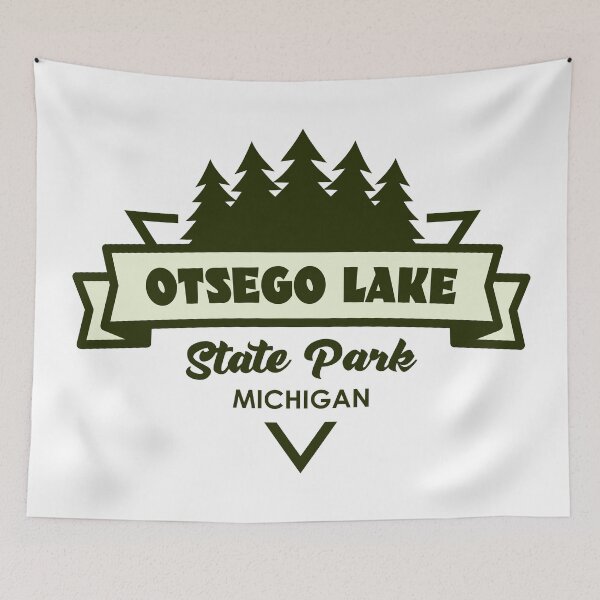 Item preview, Otsego Lake State Park Michigan Trees And Ribbon designed and sold by bivenart.