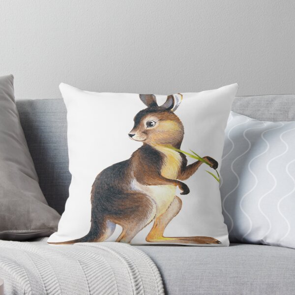 Item preview, Australian brown kangaroo holding rice leaves designed and sold by ClotildeBalis88.