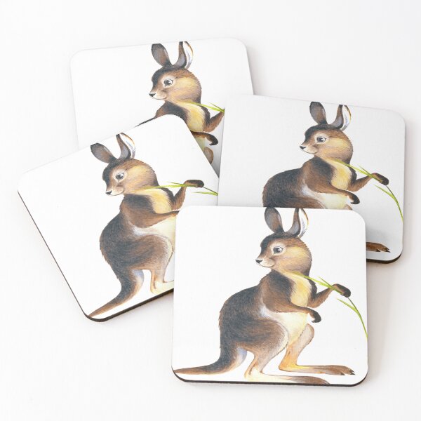 Item preview, Australian brown kangaroo holding rice leaves designed and sold by ClotildeBalis88.