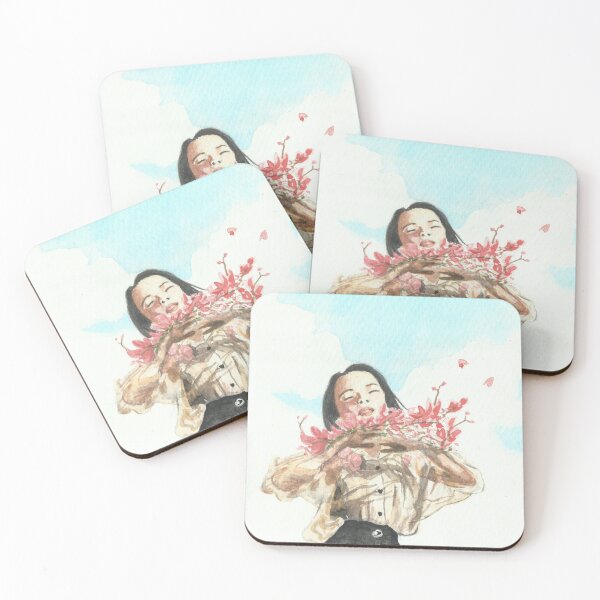 Item preview, Watercolor of Girl holding flowers designed and sold by cupofju.