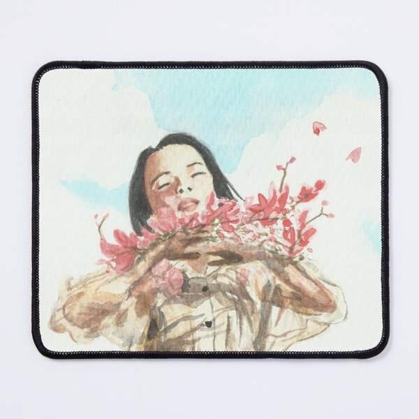 Item preview, Watercolor of Girl holding flowers designed and sold by cupofju.