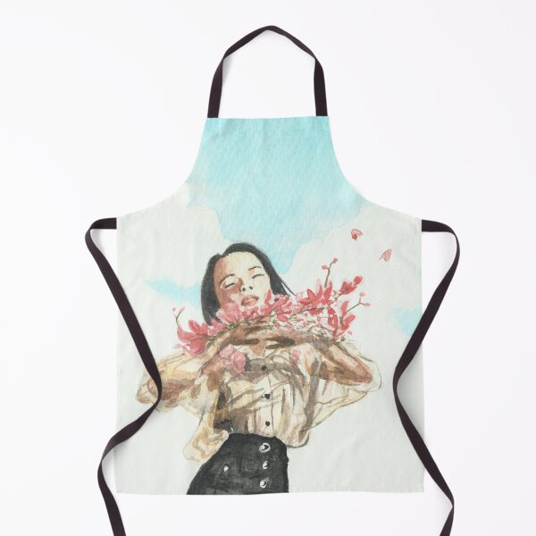 Item preview, Watercolor of Girl holding flowers designed and sold by cupofju.