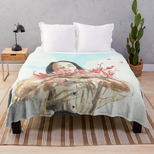 Item preview, Watercolor of Girl holding flowers designed and sold by cupofju.
