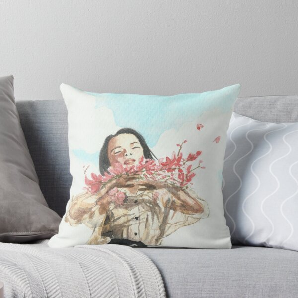 Item preview, Watercolor of Girl holding flowers designed and sold by cupofju.