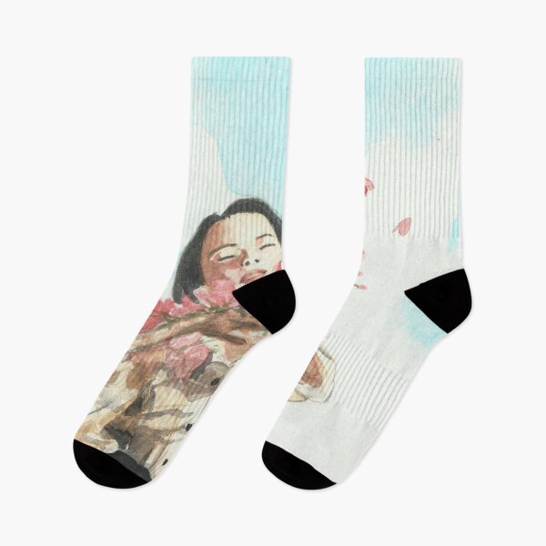 Item preview, Watercolor of Girl holding flowers designed and sold by cupofju.