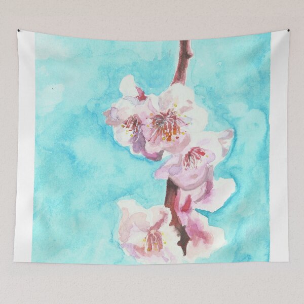 Item preview, watercolor painting of sakura flowers designed and sold by cupofju.