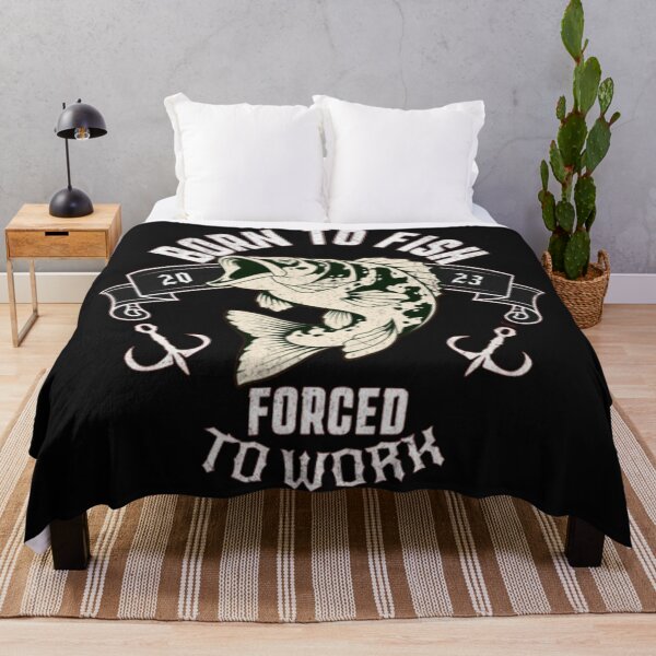 Item preview, Born to fish, forced to work, fishing t shirt designed and sold by Blue Dragon.