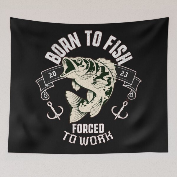 Item preview, Born to fish, forced to work, fishing t shirt designed and sold by Blue  Dragon.