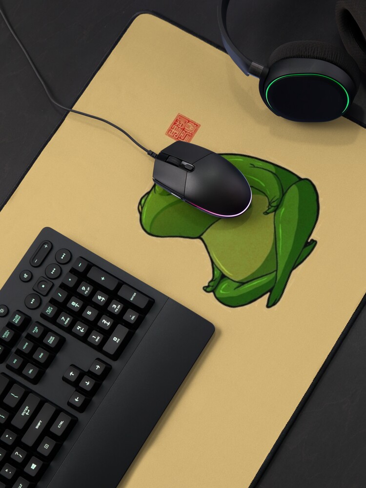 Thumbnail 4 of 5, Mouse Pad, Yoga Frog Cross Legged Pose designed and sold by DingHuArt.