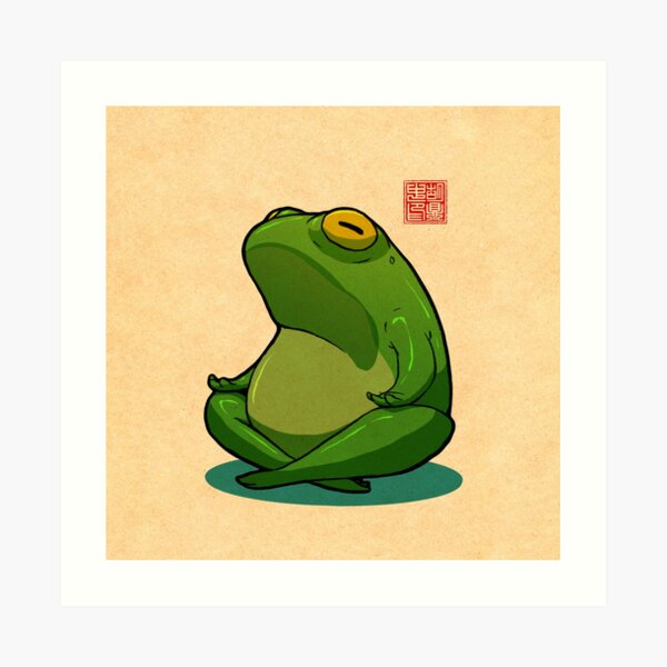 Yoga Frogs, 11x17 Signed Digital Art Print Poster