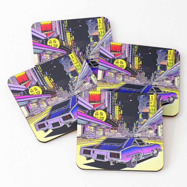Item preview, Purple car at night city in retro style art designed and sold by imagenia.
