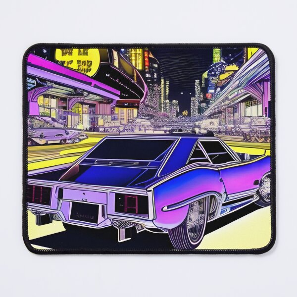 Item preview, Purple car at night city in retro style art designed and sold by imagenia.