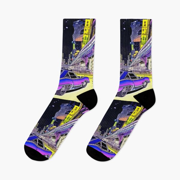 Item preview, Purple car at night city in retro style art designed and sold by imagenia.